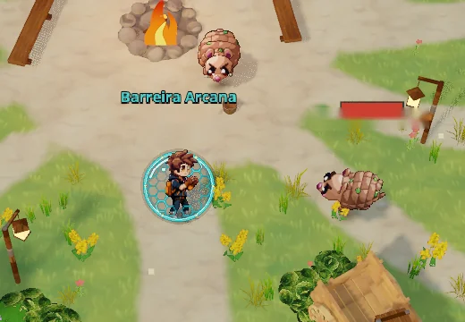 Efeito da skill Barreira Arcana no jogo
