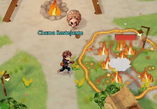 Efeito da skill Chama Rastejante no jogo